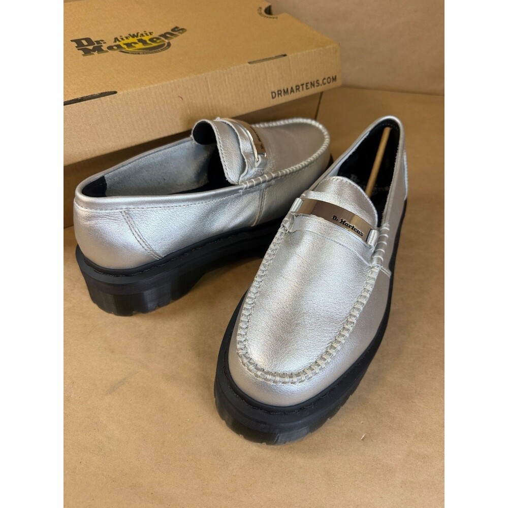 Dr. Martens Penton II Quad Metallic Silver Leather Platform Loafers Sz. M 11/W12
